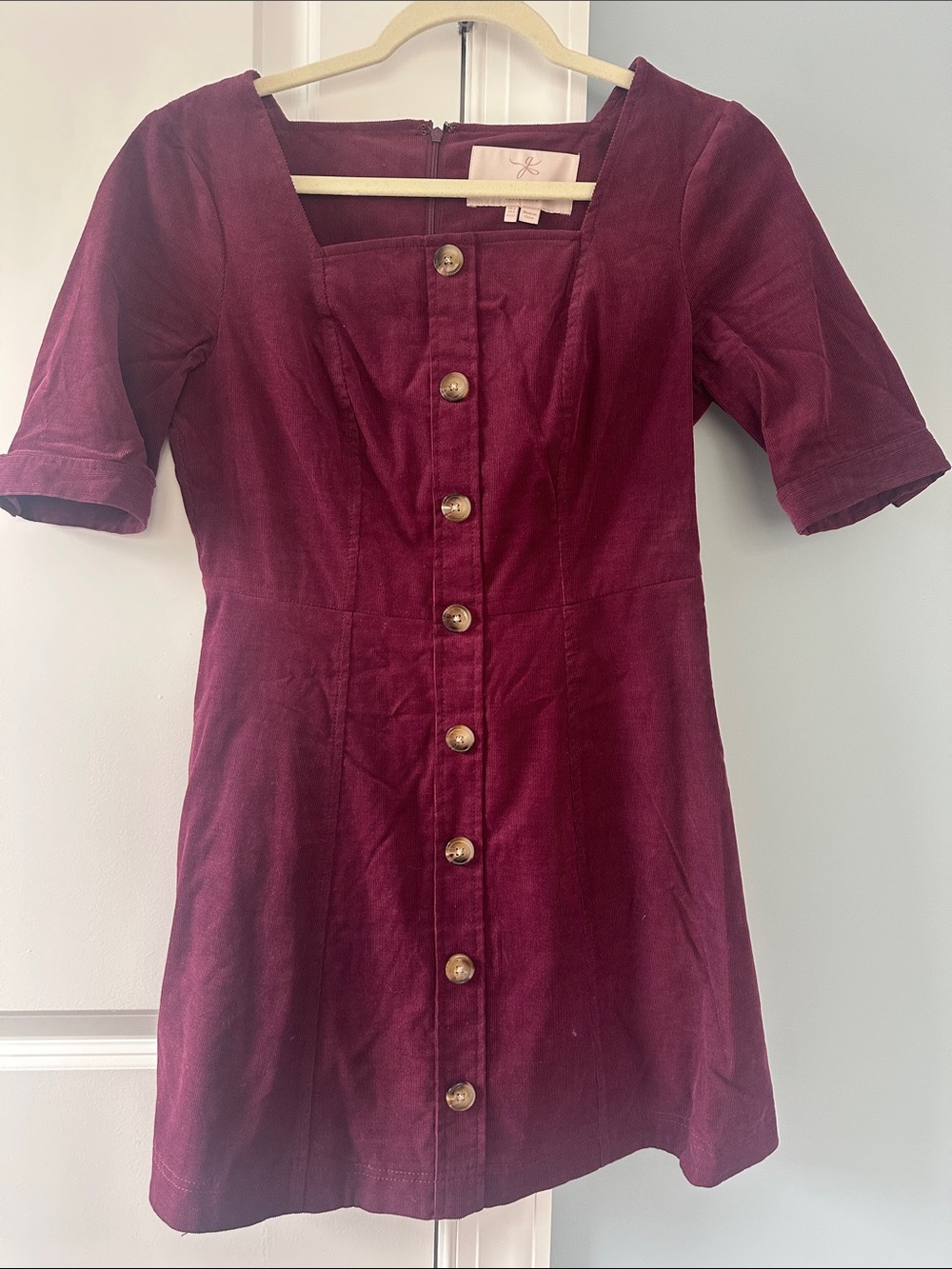 Gal Meets Glam Corduroy Mini Dress in Burgundy Size 2